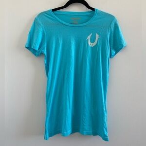 True Religion Y2K Blue Horseshoe Short Sleeve T-Shirt Size L New Without Tag